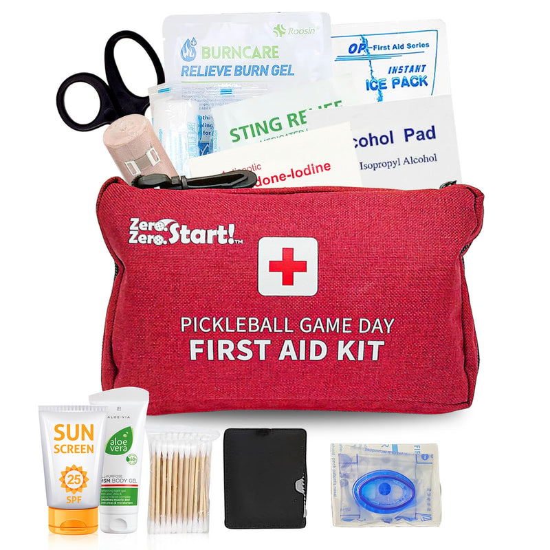 Emergency First Aid Kit for Outdoors, Workplace & Home 145 Pieces | Sports First Aid Safety Kit for Outdoor Activities with Clip to Hang | Compact Small Emergency First Aid Kit (Red) Red - BeesActive Australia