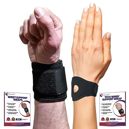 ARMSTRONG AMERICA Wrist Wrap For TFCC Tears (Small) + Wrist Wraps for Wrist Tendonitis (Fits Most) Bundle