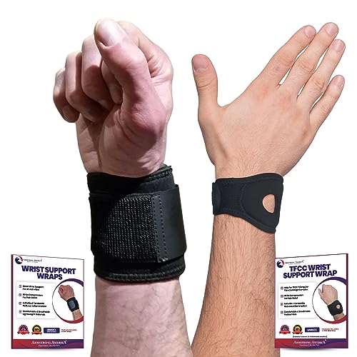 ARMSTRONG AMERICA Wrist Wrap For TFCC Tears (Large) + Wrist Wraps for Wrist Tendonitis (Fits Most) Bundle