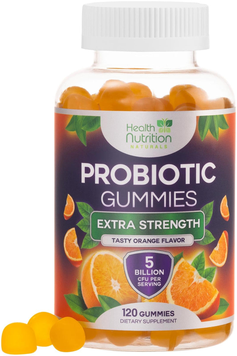 Probiotic Gummies for Women & Men - Advanced Multi-Strain Probiotic Formula - Gut & Digestive Health Support Gummy for Occasional Bloating - Daily Acidophilus Probiotics Supplement - 120 Gummies 120 Count (Pack of 1)