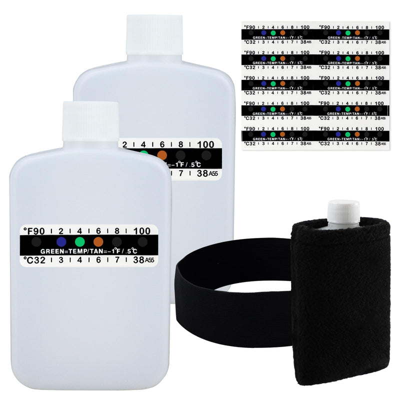 14 Pcs Urine Test Complete Kit includes 2 Translucent Portable Travel Empty Bottles, 10 Adhesive Temperature Test Strips, Thick Velvet Bag and Hi-Stretch Hidden Leg - BeesActive Australia