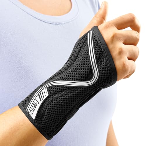 FREETOO Wrist Brace for Carpal Tunnel,[New Upgrade-Anatomically shaped] Adjustable Wrist Support Splint for Men and Women,Hand Brace for Pain Relief, Tendinitis,Arthritis,Left Hand,Larger,Black