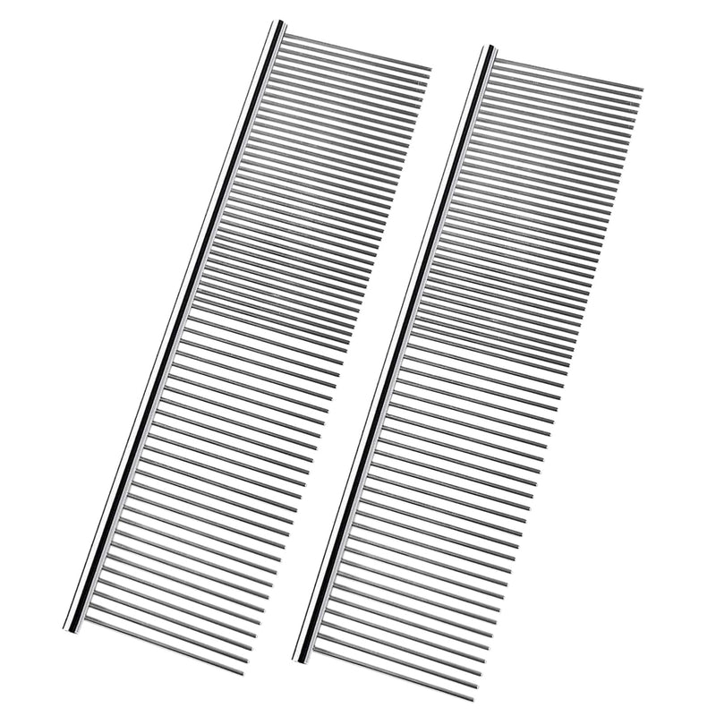 Kopal Long Tooth Metal Combs for Dogs & Cats, 7.3'' x 1.9'' Pet Stainless Steel Grooming Combs, 2-pc 7.3'' x 1.9'' - BeesActive Australia