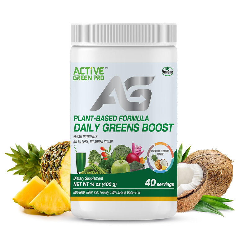 Daily Green Boost - Greens Powder – 14 Different Green Superfoods in Each Serving - Full of Essential Antioxidants, Fiber, Vitamins and Minerals – Everyday Health and Detox Pineapple-Coconut - BeesActive Australia