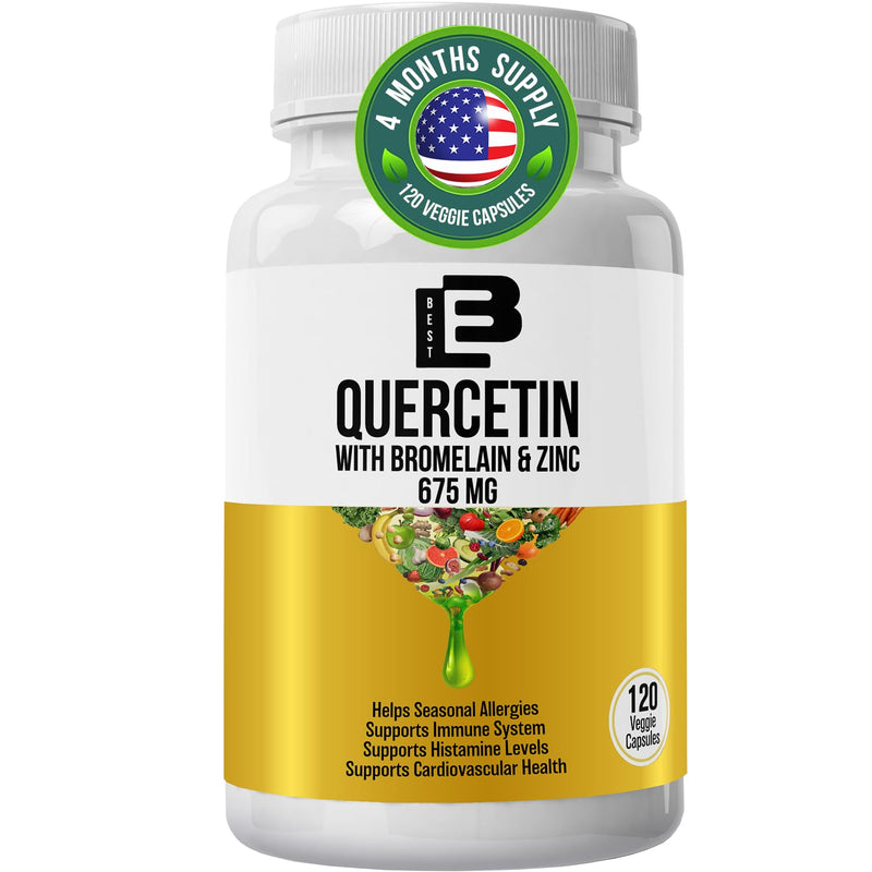 Quercetin 675 Mg with Bromelain & Zinc Supplement- 4 Month Supply, 120 Natural Veggie Capsules, Made in USA 1 - BeesActive Australia