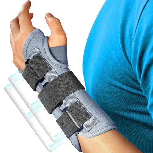 FEATOL Wrist Brace Splint Carpal Tunnel for Women Men, Night Wrist Sleep Support Brace, Left Hand, Small/Medium, Pain Relief for Sprain, Arthritis, Tendonitis Small/Medium (Pack of 1) Left Hand-Dark Grey