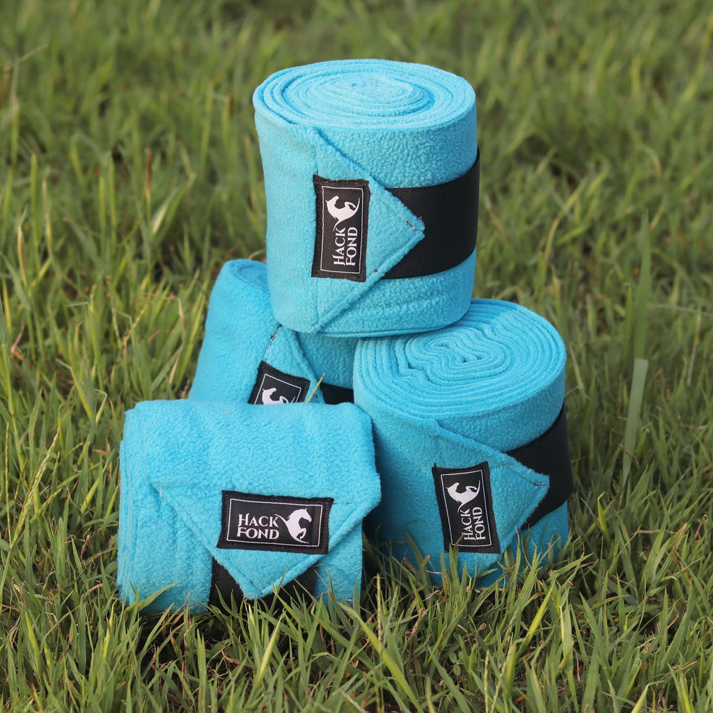 Horse Polo Leg Wraps, 10' Long Fleece Polo Wraps for Horses Set of 4, Horse Leg Bandages Stable Supplies Equestrian Boots Horse Leg Protection Vivid Cerulean 10'