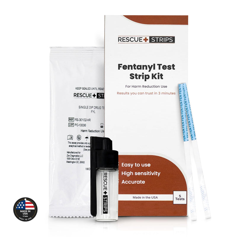 Fentanyl Test Strips Kit I 5-Pack for Quick and Reliable Detection Drug Test Strips for Liquids, Powders, Pills, Urine I Tested at University of Notre Dame