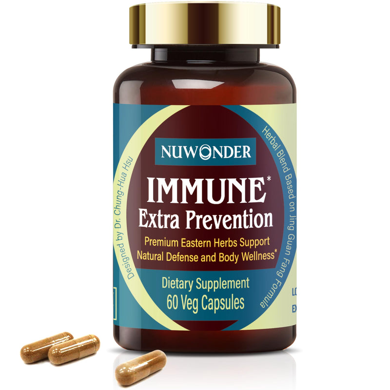 Immune Extra Prevention, Natural Immune Support, Clinically Tested Formula, Natural Defense, Body Wellness, Non-Drowsy, No Chemical Ingredient. Awarded the Greatest Inventions. 60 Capsules