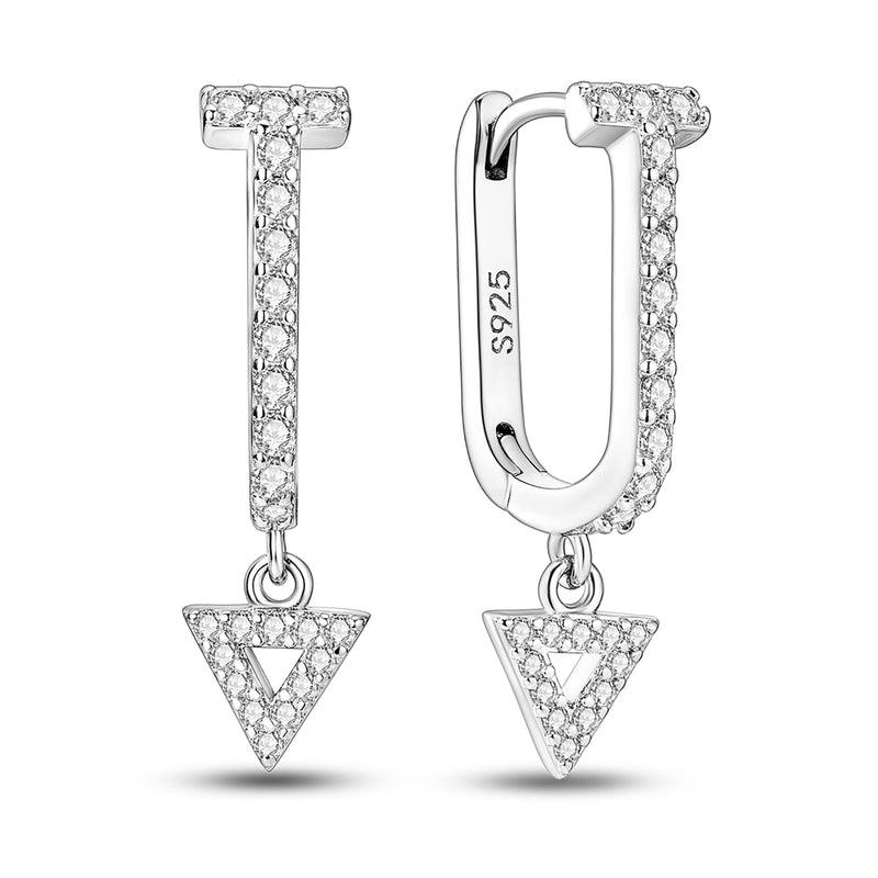 Hapour 925 Sterling Silver Hoop Earrings for Women -Large Simple Geometric Drop Earrings Jewelry Hypoallergenic Big Silver Hoop Earrings for Women Girls Arrow Earrings - BeesActive Australia