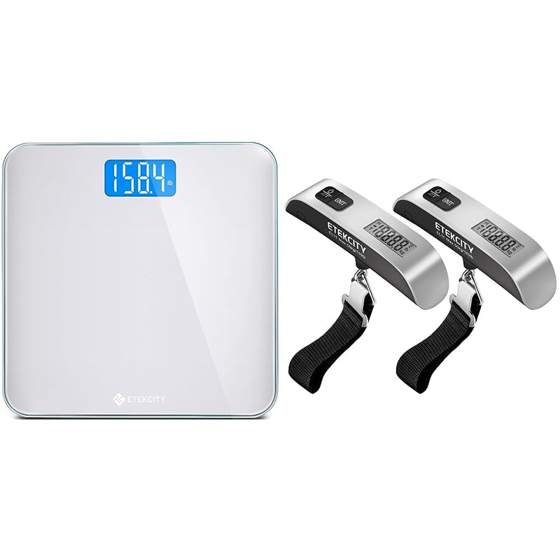 Etekcity Scale for Body Weight, Digital Bathroom Weighing Machine & Luggage Scale, Digital Weight Scales for Travel Accessories Essentials, Portable Handheld Scale with Temperature Sensor - BeesActive Australia