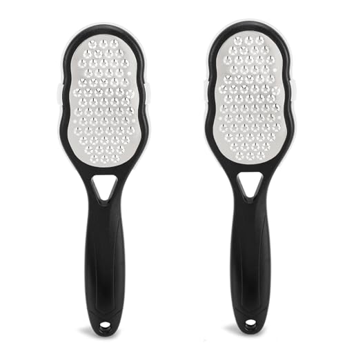 2 Pcs Foot Files with Skin Catcher, Stainless Steel Foot Rasp Callus Remover Pedicure Feet Grater Foot Scrubber Dead Skin Remover for Feet