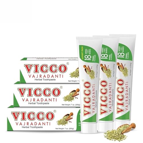 Vicco Vajradanti Fennel Ayurvedic Herbal Toothpaste - 70 Year Legacy of Ayurveda, with 18 Ayurvedic Herbs & Barks, Fluoride-Free - 7 oz (3 Pack)