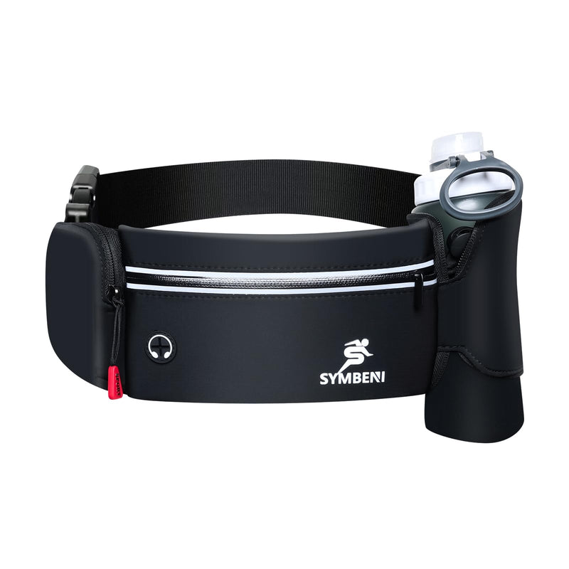 Fanny Pack for Men, Running Fanny Pack with Water Bottle Holder, Slim Running Belt Bag for Women, Adjustable Waterproof Fanny Pack for Running, Hiking, GYM, Traveling (Coal Black) Coal Black
