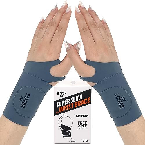 Wrist Brace for Carpal Tunnel – Thin Wrist Brace for Men and Women – Soft and Comfortable Wrist Compression Sleeve –Reusable Wrist Brace for Tendonitis (Grey-2 Pcs) Grey-2 Pcs