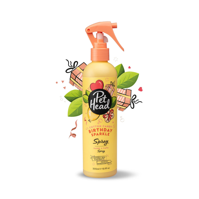 Pet Head Birthday Sparkle Dog Deodorizer Spray | Cotton Candy Scent| Ideal for Dogs with Sensitive Skin | Dog Birthday Present | Vegan | Gentle Formula for Puppies | Made in USA | 10.1 fl. oz. - PawsPlanet Australia