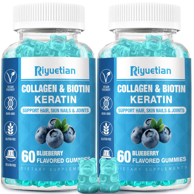 Biotin Gummies 15000mcg with Collagen for Adults Women & Men - Hair, Skin & Nails Gummies with Biotin - Collagen for Woman - Vegan, Non-GMO, Hair Vitamins - 120 Count, 2 Pack