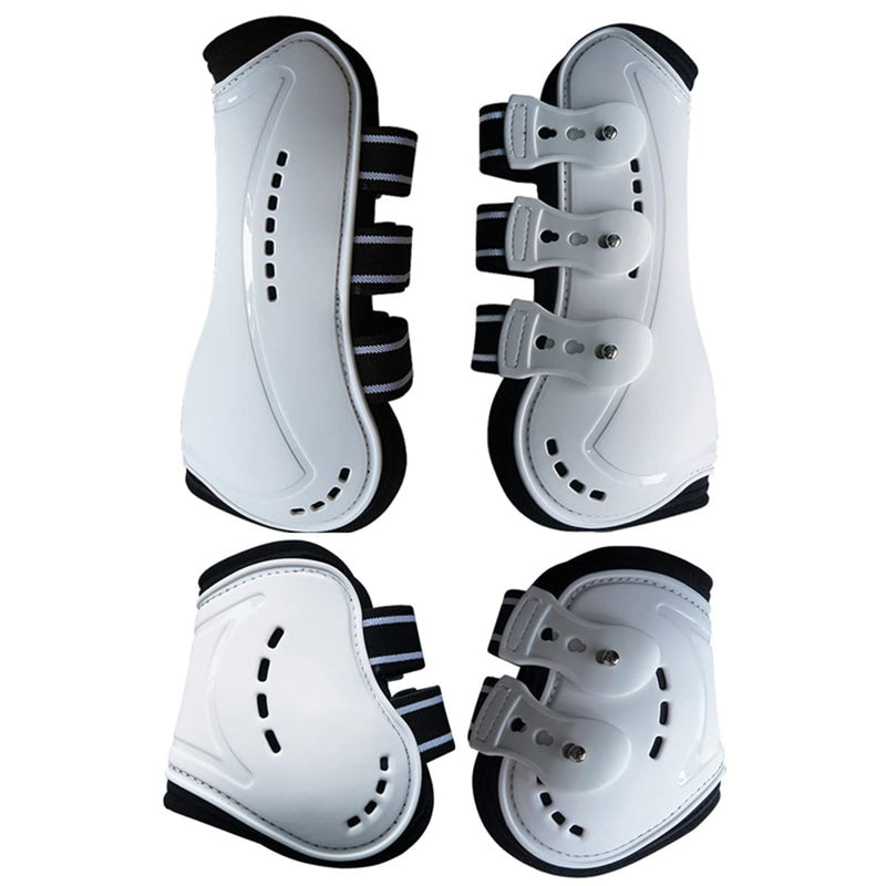Horse Boots Open Front Jumping Tendon Sport Boots, Hind Fetlock Boots, Secure Leg Protection, Classic Breathable Equine Supplies, Set of 4 M White - BeesActive Australia