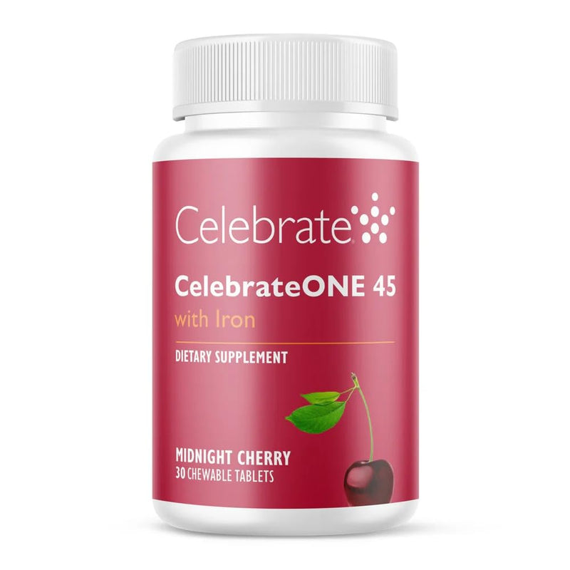 Celebrate Vitamins CelebrateONE 45 Chews, Midnight Cherry, 30 Day Supply | 30 Count with Once-Daily Bariatric Multivitamin with 45mg Iron for Post-Surgery Sleeve Gastrectomy or Gastric Bypass 30 Count (Pack of 1)