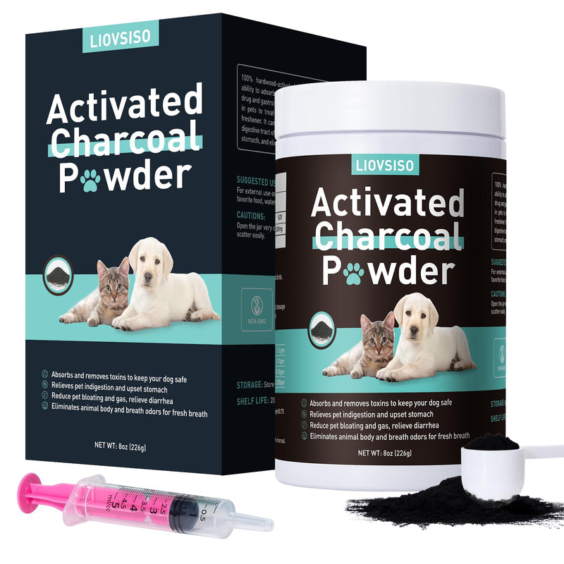 Activated Charcoal for Dogs -Pet First Aid Kit Detox Powder 8oz - for All Pets & Livestock - Poisoning, Diarrhea, Gas Relief - BeesActive Australia