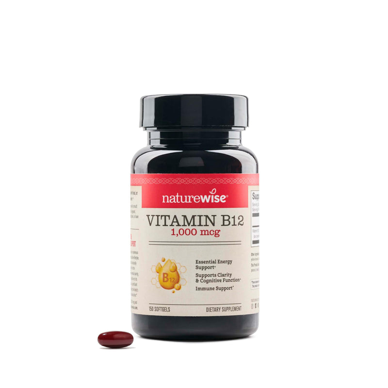 NatureWise Vitamin B12 1000 mcg - Dietary Supplement for Supporting Energy Metabolism, Mental Clarity, Nervous System Health - Easy-to-Swallow, Soy & Gluten-Free, Non-GMO - 150 Count[150-Day Supply] Unflavored 150 Count (Pack of 1)
