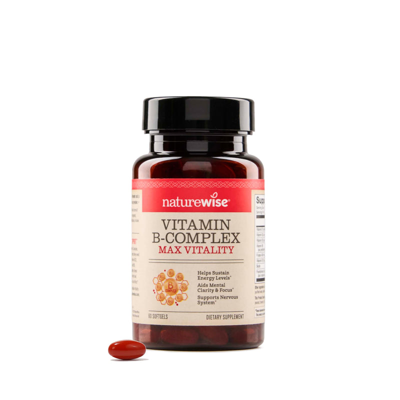 NatureWise Vitamin B Complex for Women and Men - with Folic Acid Biotin B1 B2 B3 B6 B12 - Support Cellular Energy & Mental Clarity - Gluten & Dairy Free - 60 Softgels[2-Month Supply] 60 Count (Pack of 1)