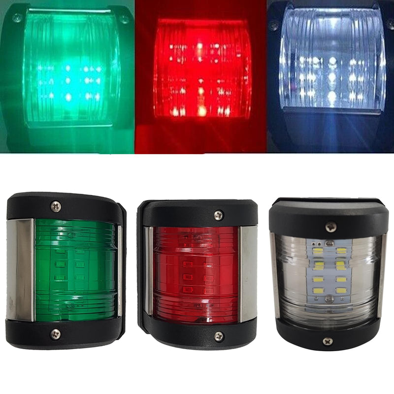 Marine Boat LED Navigation Light Green Starboard,Red Port Side,White Stern 3Pcs Black ABS Waterproof IP66 - BeesActive Australia