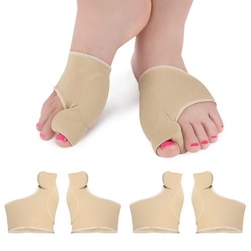 2 pairs Bunion Toe Corrector Big Toe Spacer Separators Brace Straighteners Non-Slip Orthopedic Bunion Splint Comfortable Breathable Toe Guard Fix Bunion Socks Relief Pain in Hallux Valgus beige Medium