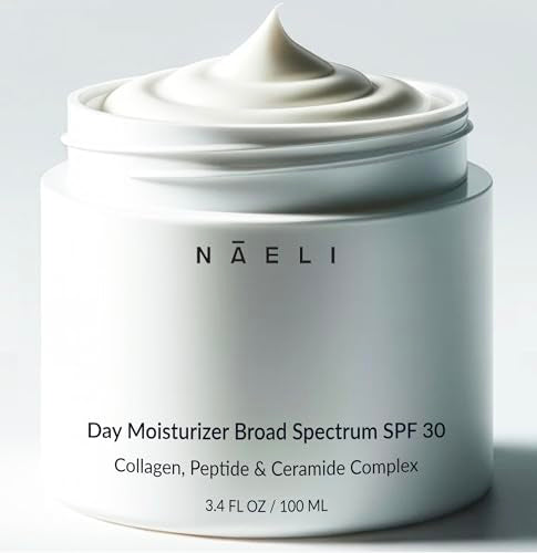 NAELI Face Moisturizer with SPF 30, Anti Aging Collagen & Peptide Cream, Reduces Wrinkles - Lightweight Skin Hydration with Hyaluronic Acid, Paraben Free & Non-Comedogenic Sunscreen, 3.4 oz 3.4 Ounce (Pack of 1)