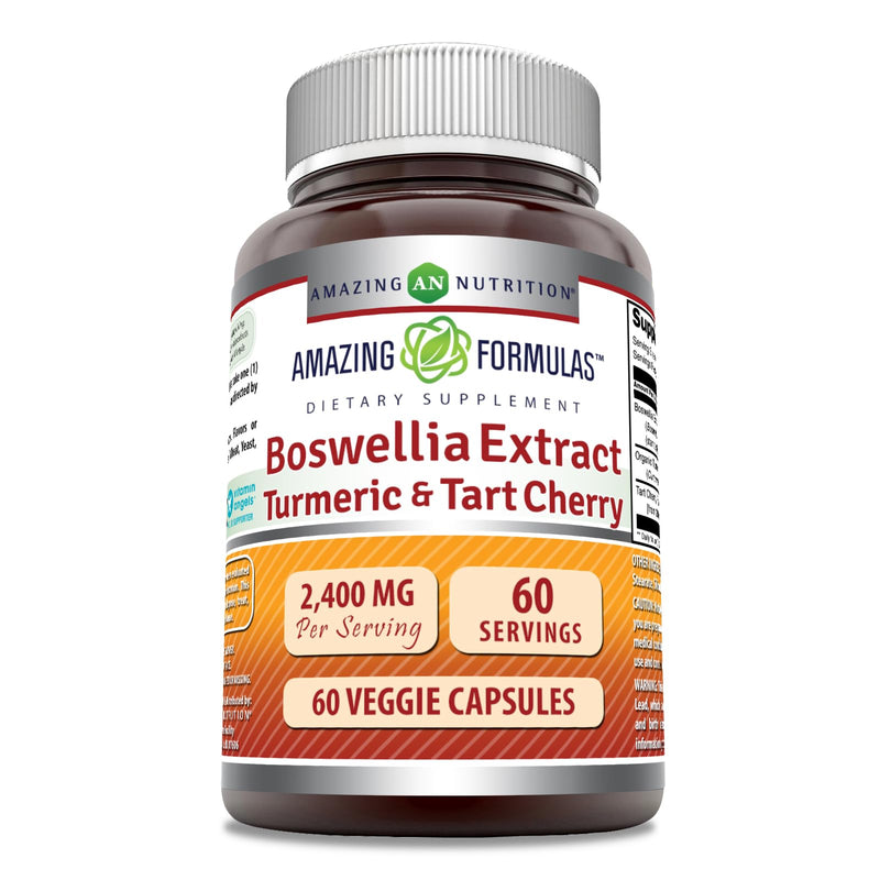 Amazing Formulas Boswellia Extract Turmeric and Tart Cherry Supplement | 2400 Mg Per Serving | 60 Veggie Capsules | Non-GMO | Gluten Free | Made in USA - BeesActive Australia