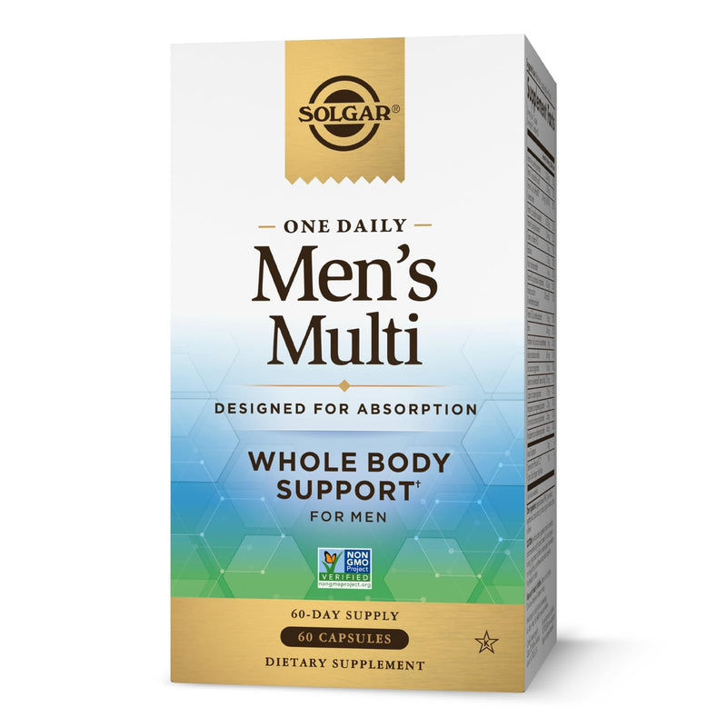 Solgar One Daily Men's Multivitamin Whole Body Support, 60 Servings | Supplement, Highly Absorbable Delayed Release One Daily Multi Vitamin Capsules - Immune Heart Energy Stress & Muscle Health