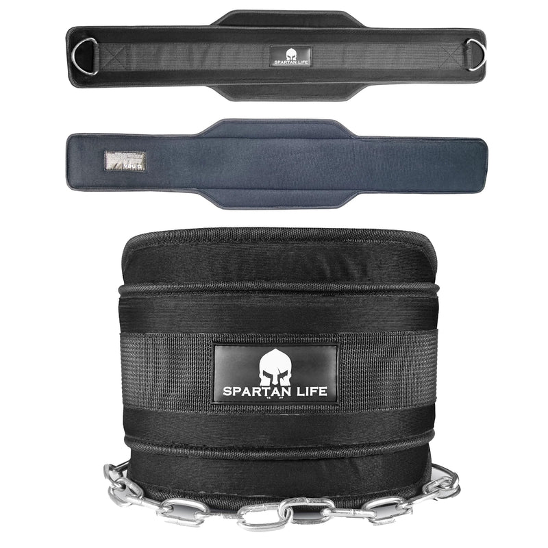 Dip Belt for Weightlifting, Weighted Belt with Chain for Pullup, Gym Lifting Belt for Powerlifting, Squat, Bodybuilding, Heavy Duty Steel, Workout Belt with Comfortable Neoprene Support Black