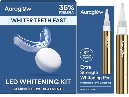 Auraglow Teeth Whitening Kit & Extra Strength Whitening Pen