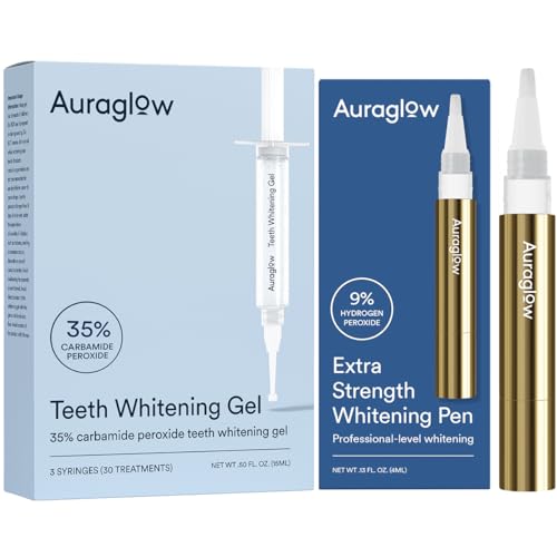 Auraglow 35% Teeth Whitening Gel & Extra Strength Whitening Pen