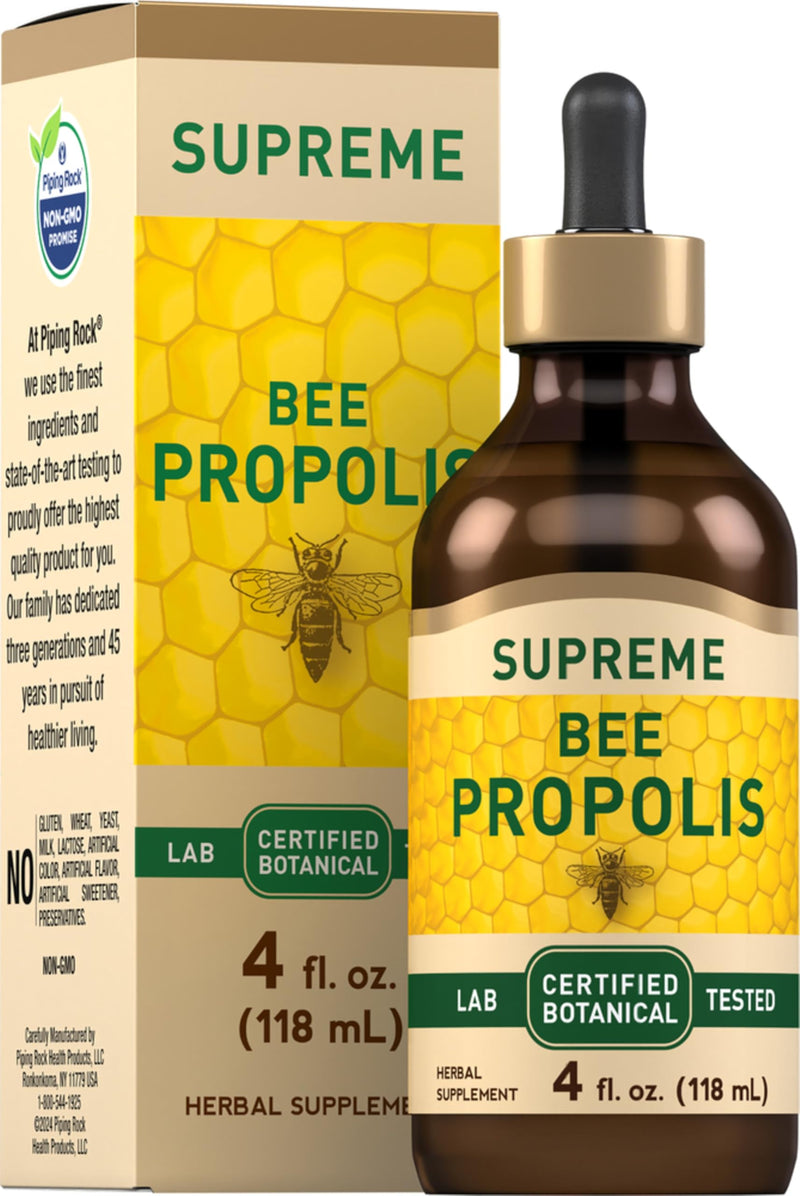 Piping Rock Bee Propolis Tincture | 4 Fl Oz | Certified Botanical Extract Liquid | Non-GMO, Gluten Free Supplement - BeesActive Australia