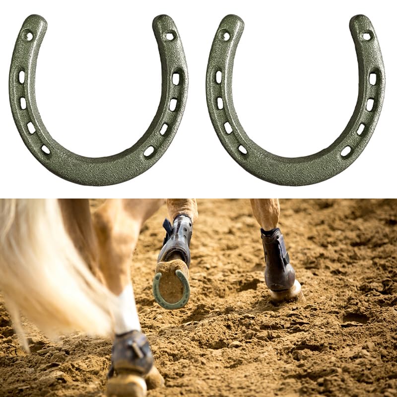 【Complimentary Horseshoe Brush】 Horseshoe Ring Horseshoe Protection Safety Horse Accessories Stable Supplies cast Iron Casting Durability 2 horseshoe protector rings/bronze color