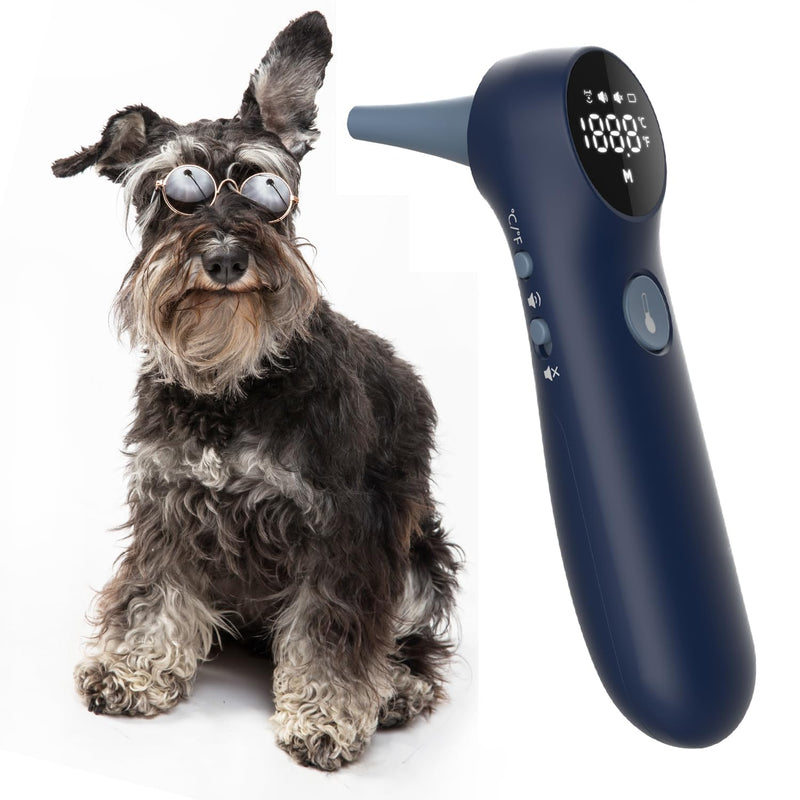 Non-Contact Dog Ear Thermometer - Rapid Measurement - Includes 20 Pet Swabs - Ear Thermometer for Dogs, Cats, Rabbits (Blue) - BeesActive Australia