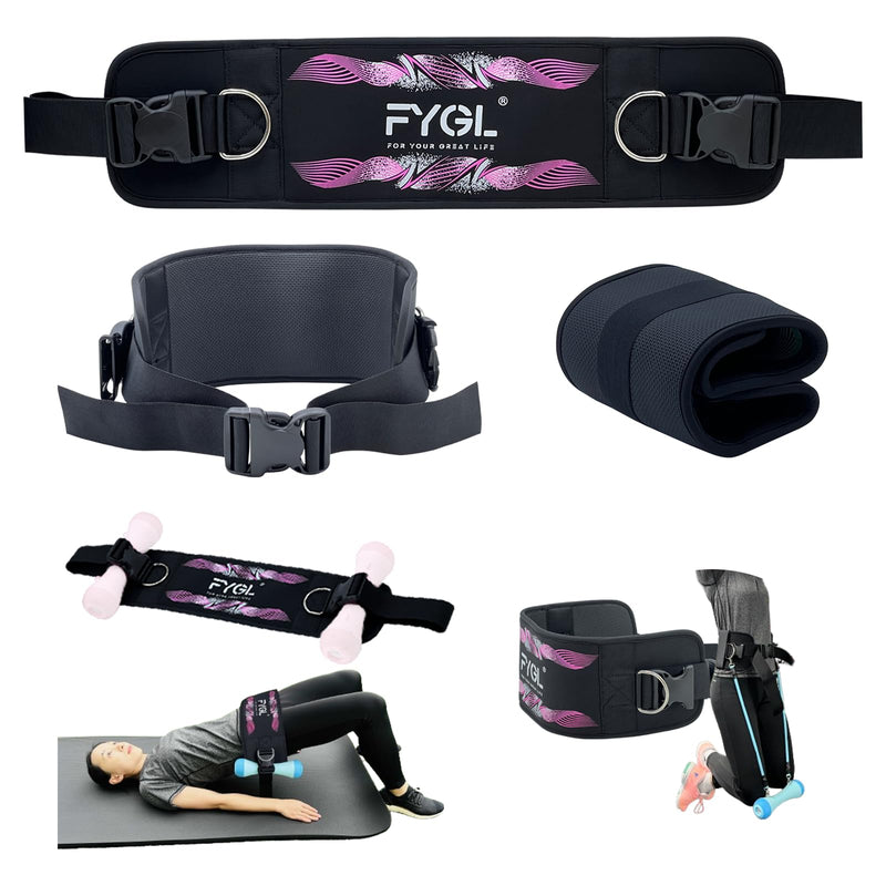 Hip-Thrust-Belt, Foldable Design, Slip-Resistant Padding, Supports 300 lbs, Ideal for Glutes Training with Dumbbells, Kettlebells & Plates, Great for Gym & Home Hip Thrust Workouts Pink+Black+D-ring