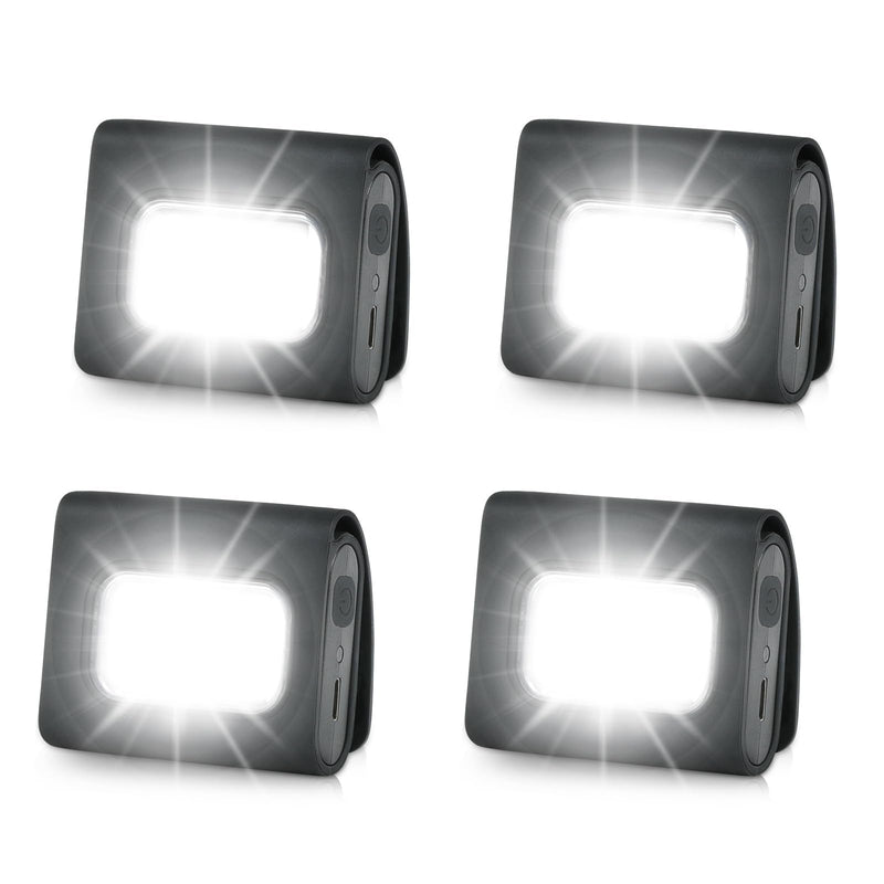 Running Lights 4 Pack Safety Jogging LED Light for Runners and Joggers High Visibility Reflective Running Gear with USB Charging Line and Strong Magnetic Clip for Night Running Walking Hiking
