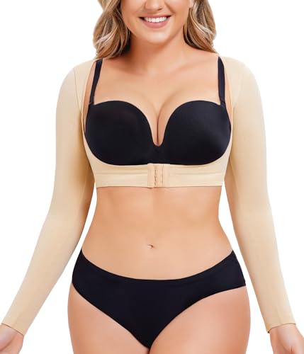 LODAY Upper Arm Shaper for Women Faja Post Surgery Slim Compression Sleeves Beige Large-X-Large