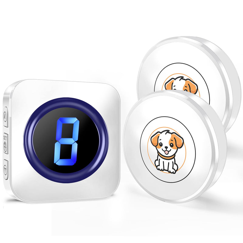 SURFOU Dog Door Bell Wireless Dog Bell for Door Potty Training Communication Go Outside Dog Doorbell with 55 Melodies 5 Adjust Volume Levels LED Flash 2 Waterproof Buttons 1 Plug-in Receiver 2 transmitters + 1 receiver - BeesActive Australia