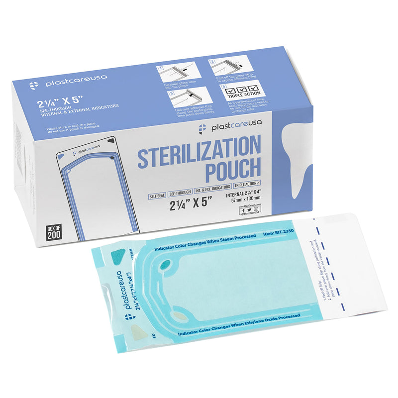 1000 2.25 x 4 Inch Self Sterilization Autoclave Pouches for Cleaning Tools, Sterilizer Bags for Dental Offices, Pouch for Dentist Tools, 5 Boxes of 200 1000 - BeesActive Australia