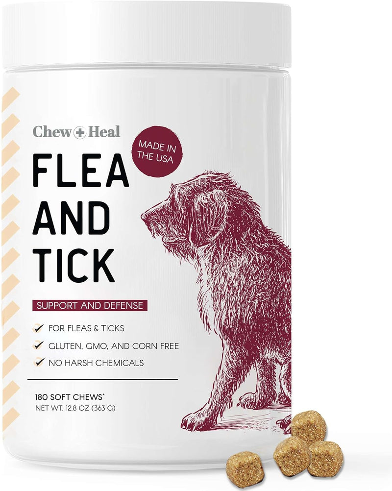 Chewable Flea and Tick Prevention for Dogs - 180 Delicious Soft Chews - Made in USA - Natural Defense for Small and Large Dogs - No Gluten, No GMO, No Corn - BeesActive Australia