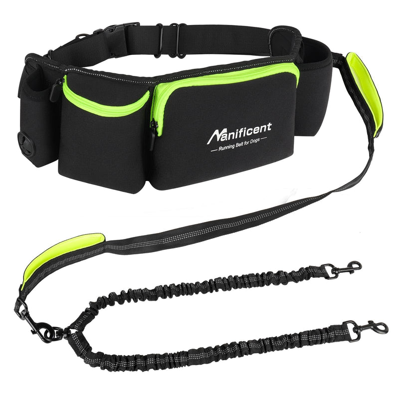 Hands Free Dog Leash for 2 Dogs, Wide Padded Waist Leash Double Dogs Leash Dog Running Leash for Dog with Reflective Stitching for Walks, Jogging, Running, Hiking, and Dog Training Black - BeesActive Australia
