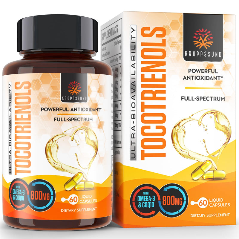 Tocotrienols 800mg Supplement | Rich in Vitamin E Tocotrienols, Cardiovascular, Antioxidant, Cellular Energy Production - 60 Liquid Capsules Unflavored 60 Count (Pack of 1) - BeesActive Australia