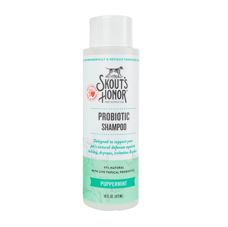 SKOUT'S HONOR Puppermint Probiotic Dog Shampoo - for Naturally Balanced and Healthier Looking Skin, Itchy Skin Relief, Healthy Coat & Skin, Avocado Oil, 16 oz Peppermint - PawsPlanet Australia
