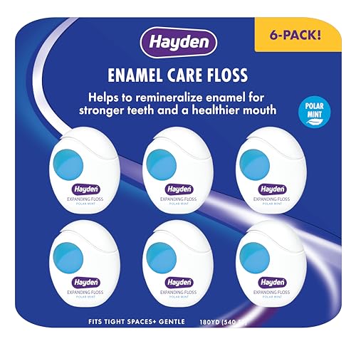 Hayden Enamel Care Dental Floss | for Sensitive Mouths | Helps Restore Enamel | Mint Flavor | 30 Yards per Unit (Pack of 6)