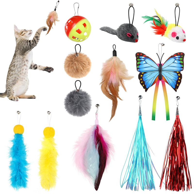 Cat Toys Replacement Cat Toy Wand Refills, 12 Pcs Cat Feathers Refill, Cat Toy Mouse Cat Wand Refill Attachments for Indoor Cats - BeesActive Australia