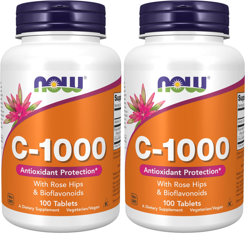 NOW Supplements, Vitamin C-1,000 with Rose Hips & Bioflavonoids, Antioxidant Protection*, 100 Tablets (Pack of 2) 100 Count (Pack of 2)