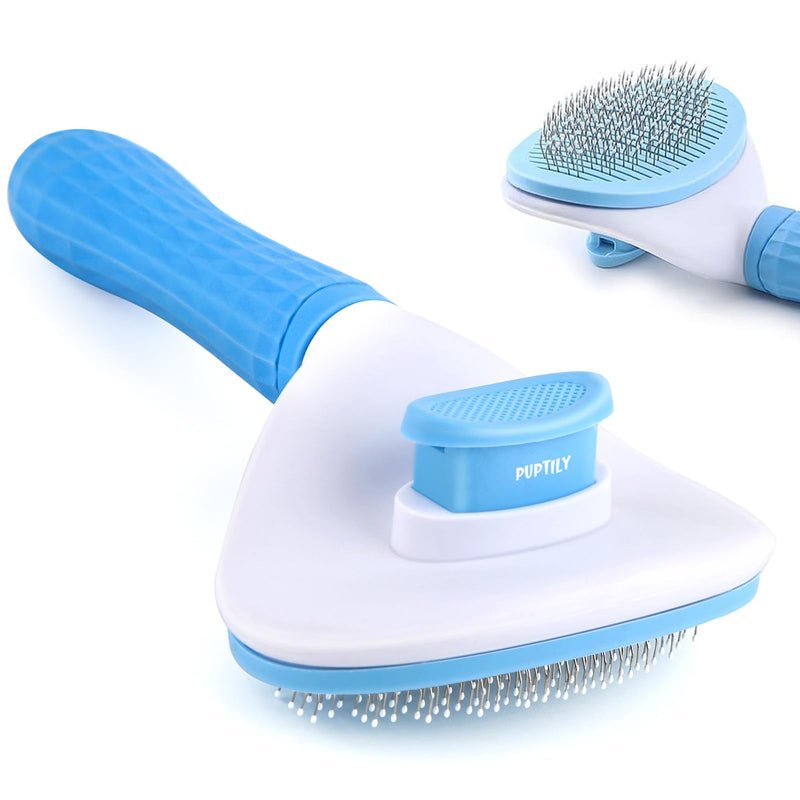 Cat Brush Self Cleaning Slicker Brush with Release Button, Dog Shedding Brush for Grooming, Cat Comb Pet Massage Tool Suitable for Long or Short Pet Hair Cleaner, Removes Tangles & Loose Fur Bule Cat Brush/Dog Brush - BeesActive Australia